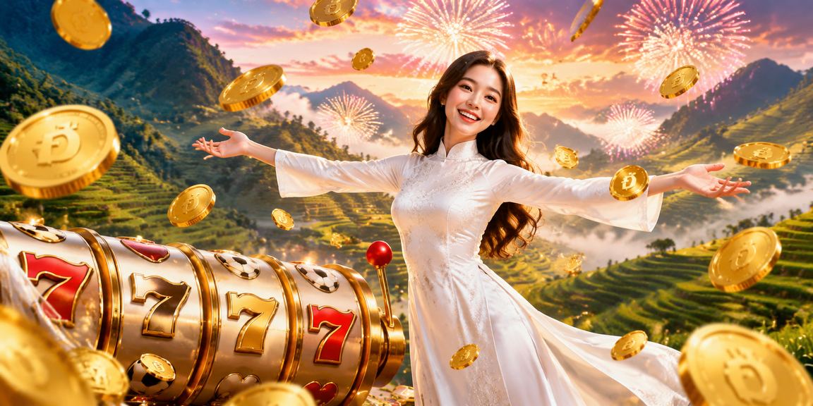 Cô gái mặc áo dài chơi Slot game tại Sa Pa trên điện thoại